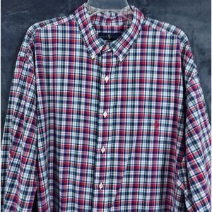 Polo Ralph Lauren Men's Big & Tall 2XLT Poplin Cotton Stretch Blue White Plaid